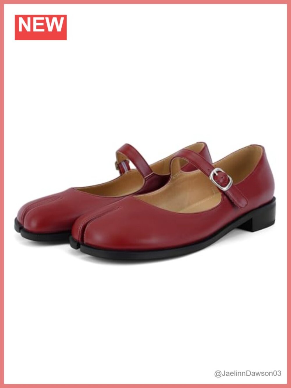 Tabi Split Toe Mary Jane Flats Faux Leather Cushioned Low Heel